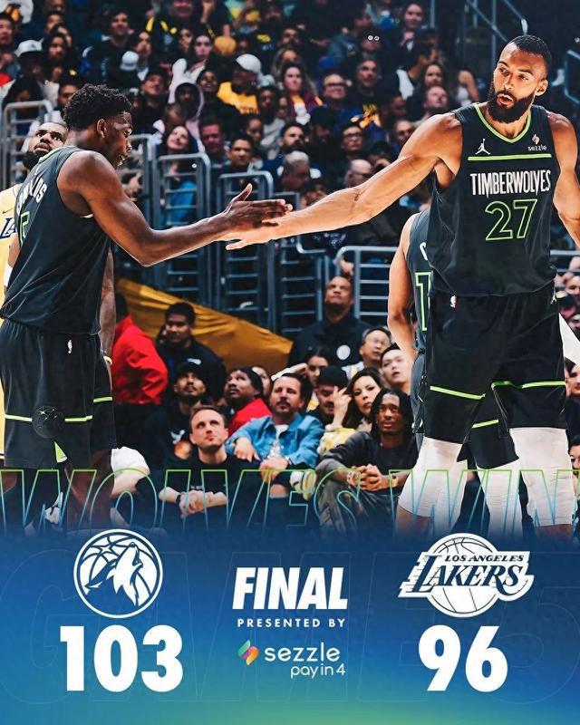 NBA｜湖人96-103森林狼，季后赛遗憾出局！詹东合砍50分，戈贝尔27分24板