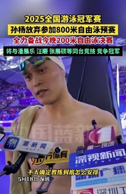 孙杨800米自由泳退赛