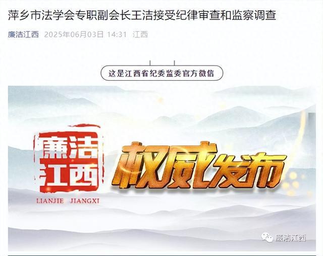 主动向组织交代问题！萍乡市法学会专职副会长王洁被查
