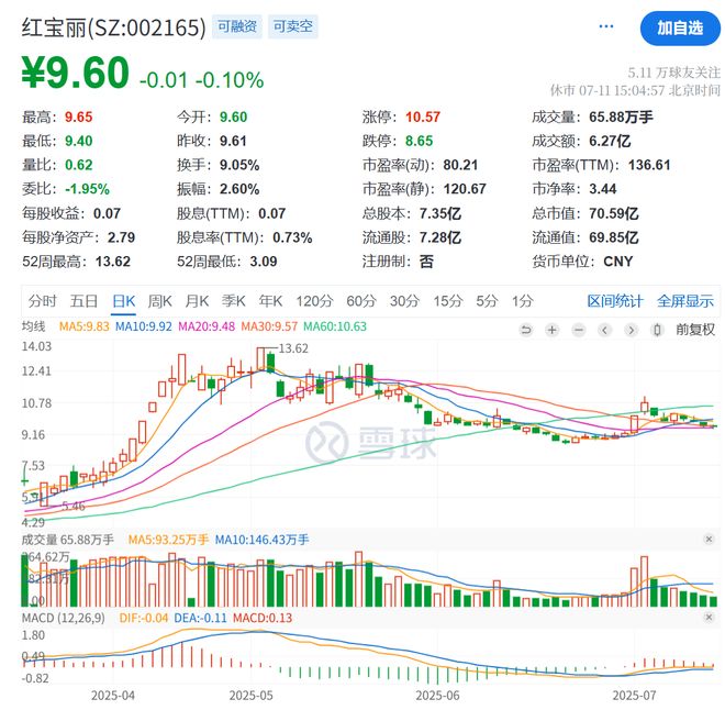 红宝丽上半年扣非净利预计转亏，毛利率持续承压，年内股价大涨125%