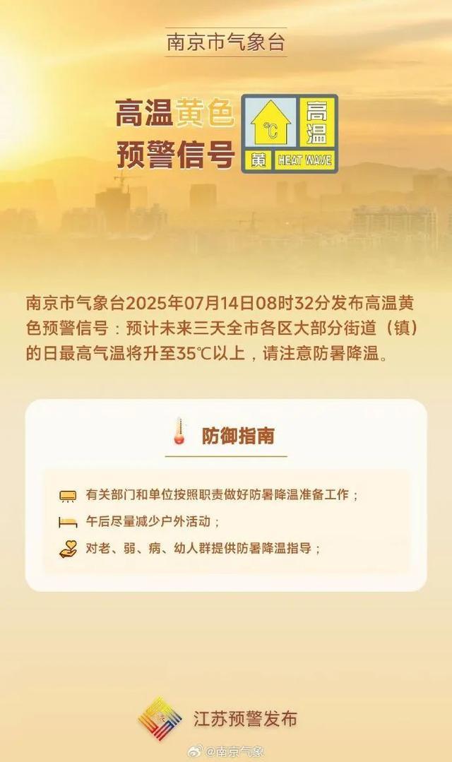 为期30天的“桑拿天”要来了！南京气象发布黄色预警